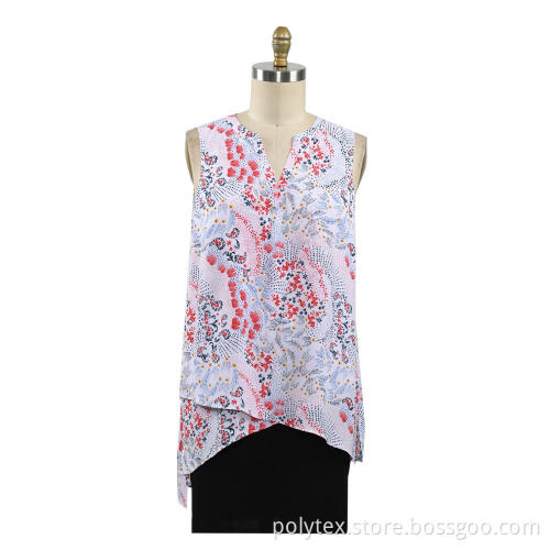sleeveless V neck blouse